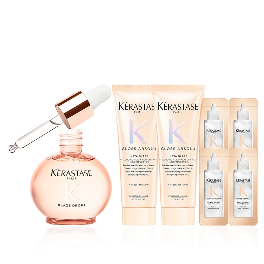 【KERASTASE 巴黎卡詩】釉光香頌玫瑰護髮精油45ml(全新上市/小粉球/柔順/抗躁/蓬彈)