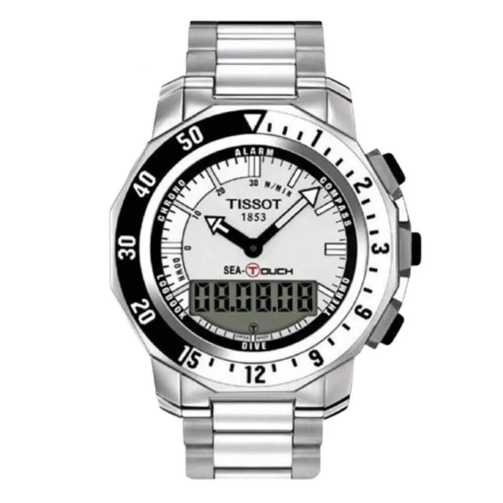 【TISSOT 天梭】SEA-TOUCH 觸控多功能潛水錶/白44mm(T0264201103100)