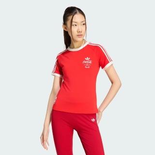 【adidas 愛迪達】短袖上衣 女 三葉草 亞規 COCA-COLA 3S TEE 紅白 KY7558