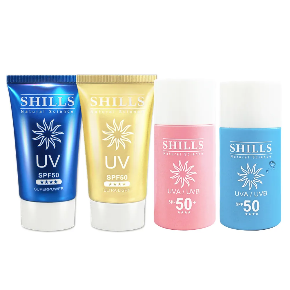 【SHILLS 舒兒絲】很耐曬超清爽美白防曬凝乳SPF50★★★★2入＋防曬乳2入(敏感肌可用)