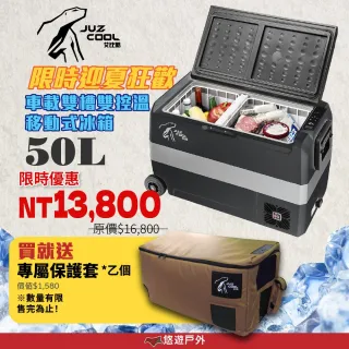 【Juz cool 艾比酷】雙槽雙溫控車用冰箱 D50 冷藏冷凍 LG壓縮機 溫控冰箱 行動冰箱 悠遊戶外