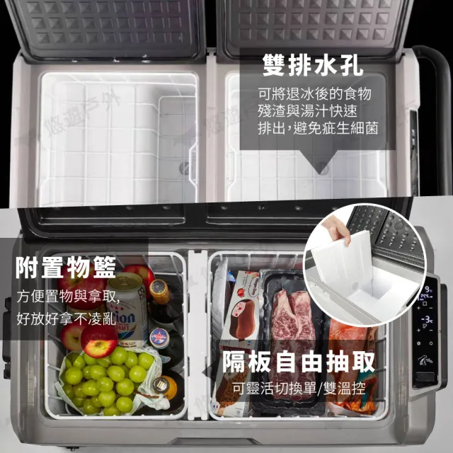 【Juz cool 艾比酷】雙槽雙溫控車用冰箱 D50 冷藏冷凍 LG壓縮機 溫控冰箱 行動冰箱 悠遊戶外