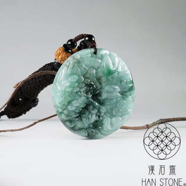 漢石齋】天然翡翠A貨山水玉佩吊墜細糯種飄花(52*51*10mm) - momo購物網
