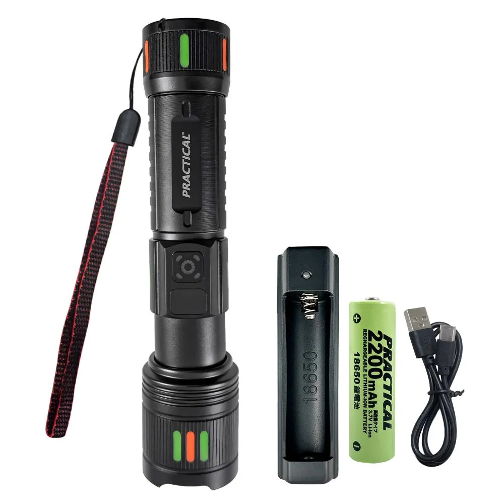 【PRACTICAL 實用牌】爆量激光炮組 2000流明 附充電電池與充電器 PR-A30W08