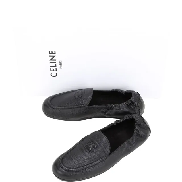 【CELINE】賽琳 ADAM TRIOMPHE 凱旋門壓印山羊皮鬆緊樂福鞋(黑色)