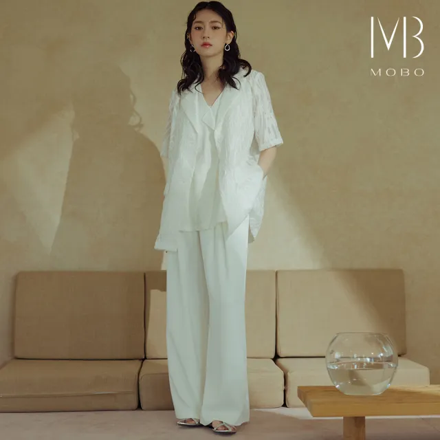 【MO-BO】質感藏胯打褶西裝長褲