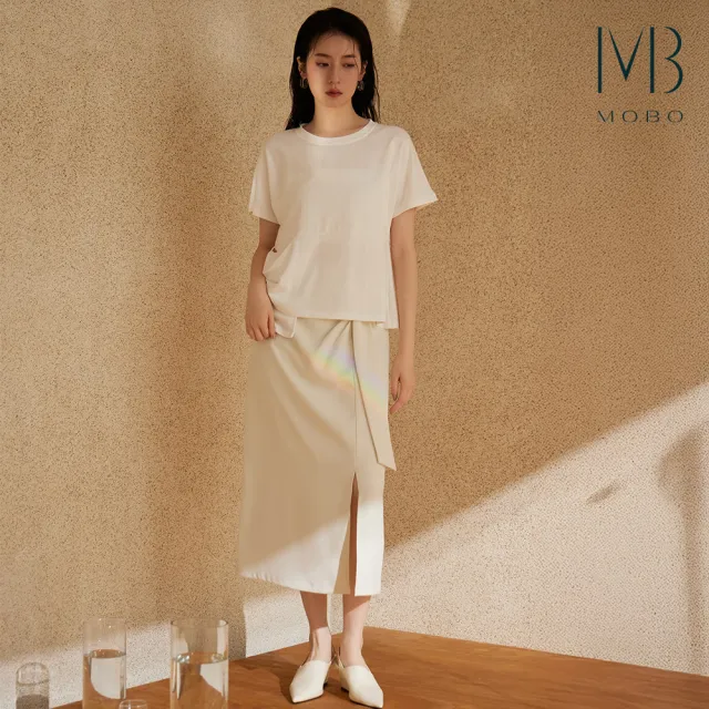 【MO-BO】氣質開衩設計打褶長裙