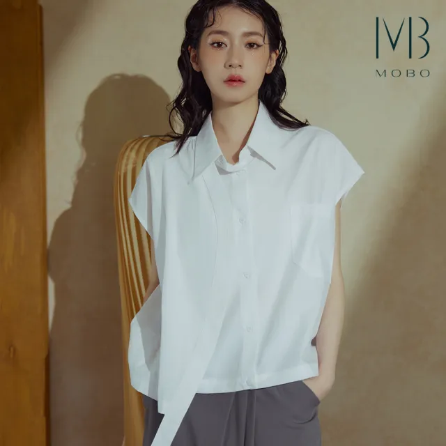 【MO-BO】不對稱設計感抽繩襯衫