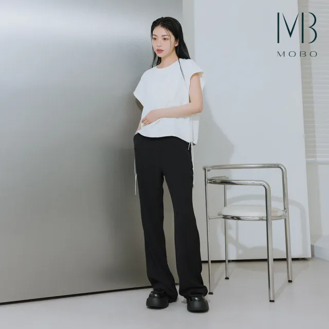 【MO-BO】冰霧西裝材質落肩抽繩上衣