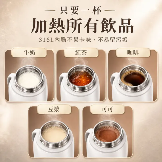 【Kolin 歌林】600ML空姐杯plus+｜真空國際電壓316L不鏽鋼旅行電熱水杯快煮杯KPJ-SD2650