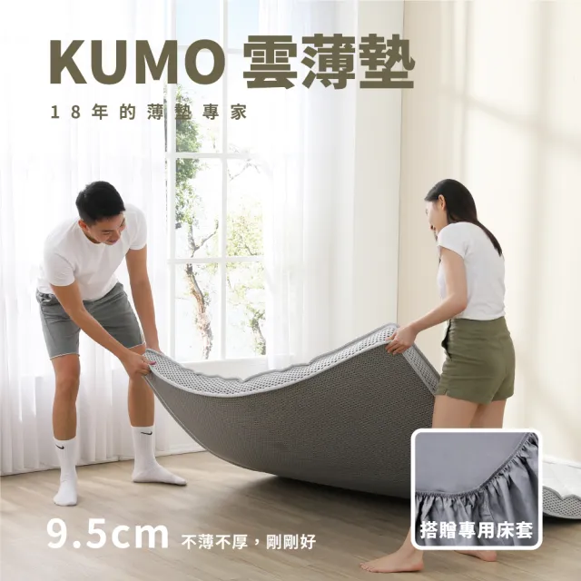 【Darphia 朵法亞】台灣製單人薄型獨立筒床墊3x6.2尺x9.5cm-KUMO雲薄墊