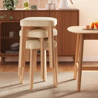 【Quality 聚家】實木凳子可疊放 軟包方凳 餐桌備用高板凳 餐桌椅32*30*46cm（防水防汙/實木凳腿）