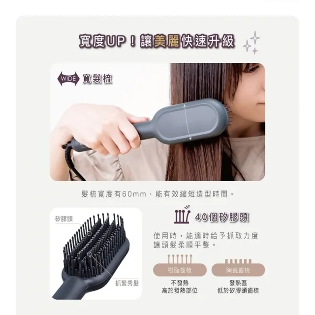 【TESCOM】官方直營 負離子直髮造型梳 TB550ATW