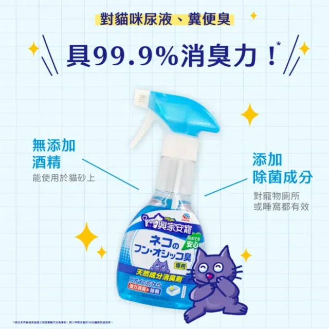 【興家安寵】天然成分消臭噴霧 貓用 270ml 兩件組(無酒精/貓砂除臭/分解異味/寵物消臭)