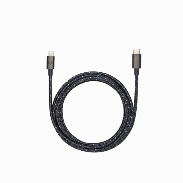 【RHINOSHIELD 犀牛盾】Lightning to Type-C/ USB-C 蘋果黑色編織傳輸充電線 (2公尺)
