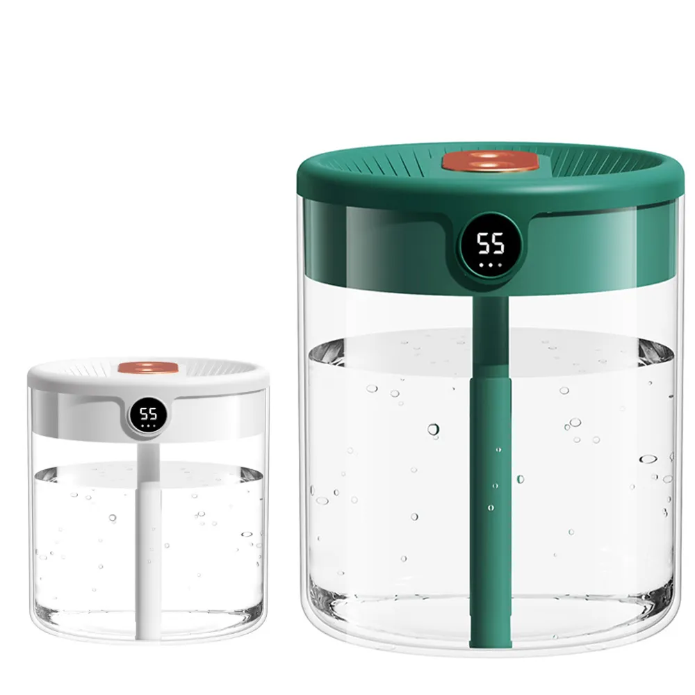 WODER 智能數顯雙噴2L大容量加濕器 靜音霧化水氧機 USB桌面空氣加濕機噴霧器 保濕補水噴霧機