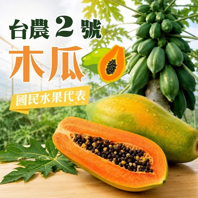 【初品果】台農2號木瓜 6斤±10%(5-9顆)x1箱