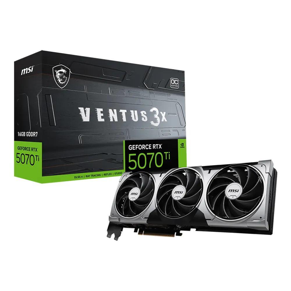 【MSI 微星】顯卡+SSD組★GeForce RTX 5070 Ti 16G VENTUS 3X OC 顯示卡+金士頓 1TB NV3 M.2 2280 NVMe SSD
