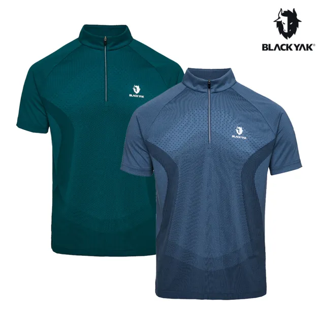 【BLACKYAK】男 JACQUARD吸排短袖半開襟[二色]戶外 登山 彈性 透氣 吸濕快乾 圖騰印花｜FB1MC803