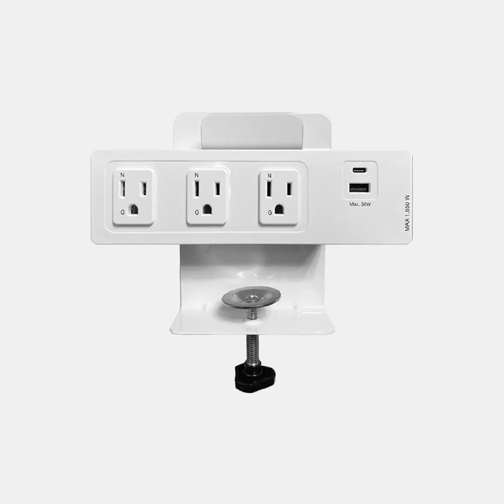 【FUNTE】電動升降桌專用｜ 桌用型延長線 - 3插USB+Type C 兩色可選