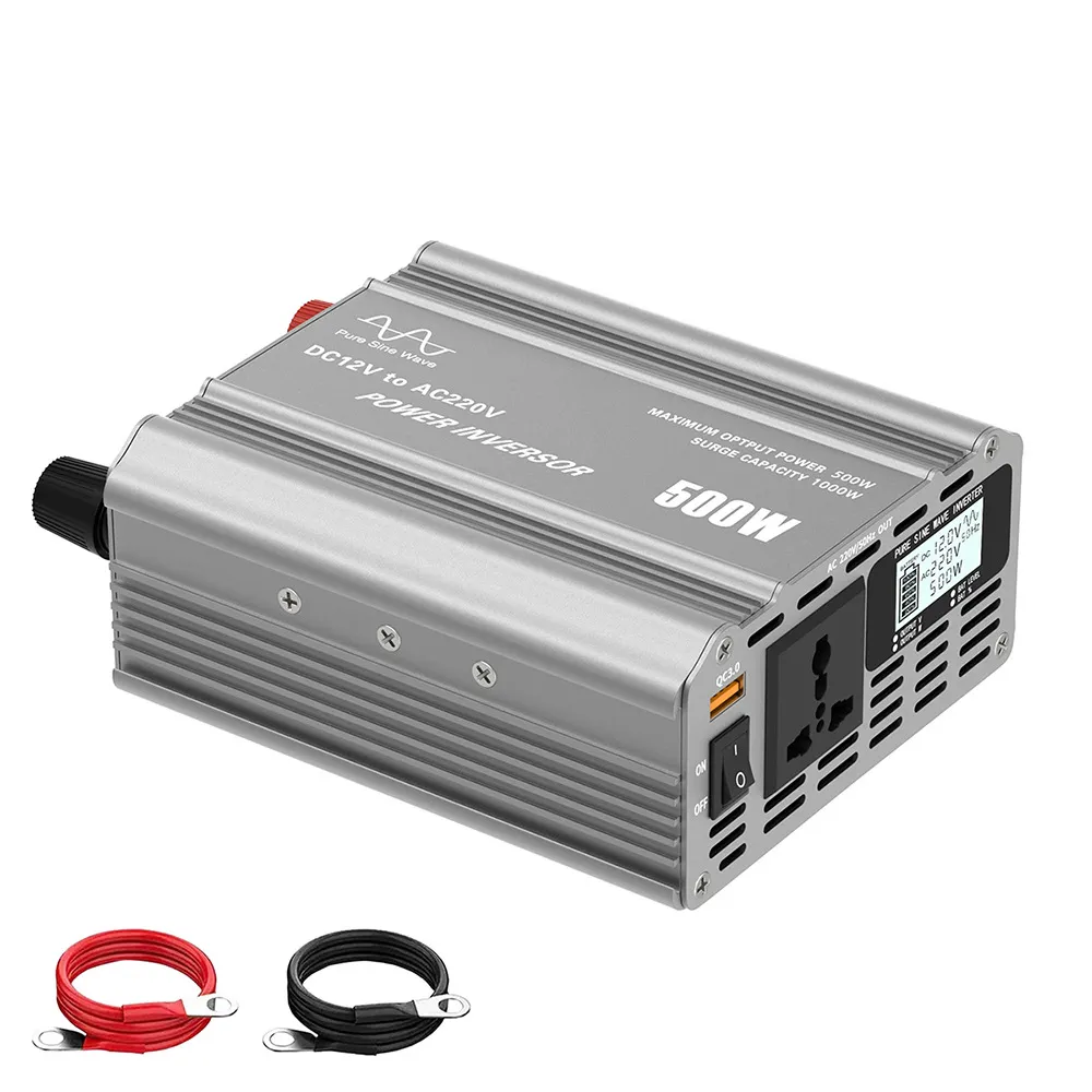 【Kadip】逆變器 500W純正弦波 12V轉110V(足功率 QC3.0快充 五重保護 帶顯示)