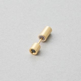 【Jouete】〔Back catch Pierce〕雙色鑽飾棒形雙面後扣式單耳環(鉑金色 金色)