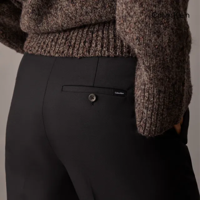【CALVIN KLEIN】官方旗艦館CK 塗層華達呢喇叭長褲_黑色