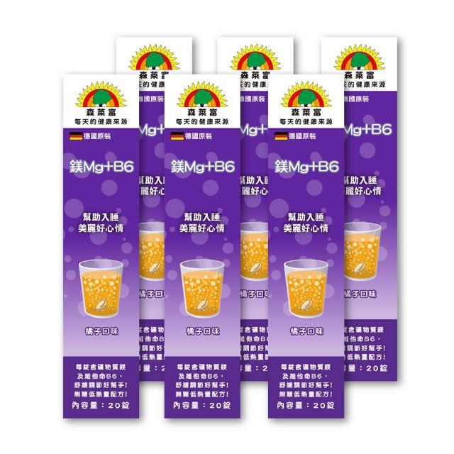 【SUNLIFE 森萊富】德國原裝  鎂Mg+B6維他命發泡錠(橘子口味 X 6入/共120錠)