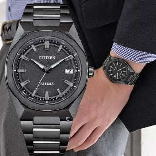 【CITIZEN 星辰】ATTESA 八角形錶圈鈦金屬光動能電波腕錶-39mm CB3045-61E 父親節 送禮自用