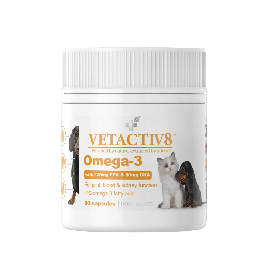 【VETACTIV8 澳力8】Omega 3 rTG 魚油膠囊 90顆(公司貨/澳洲進口/貓魚油/狗魚油/寵物魚油)