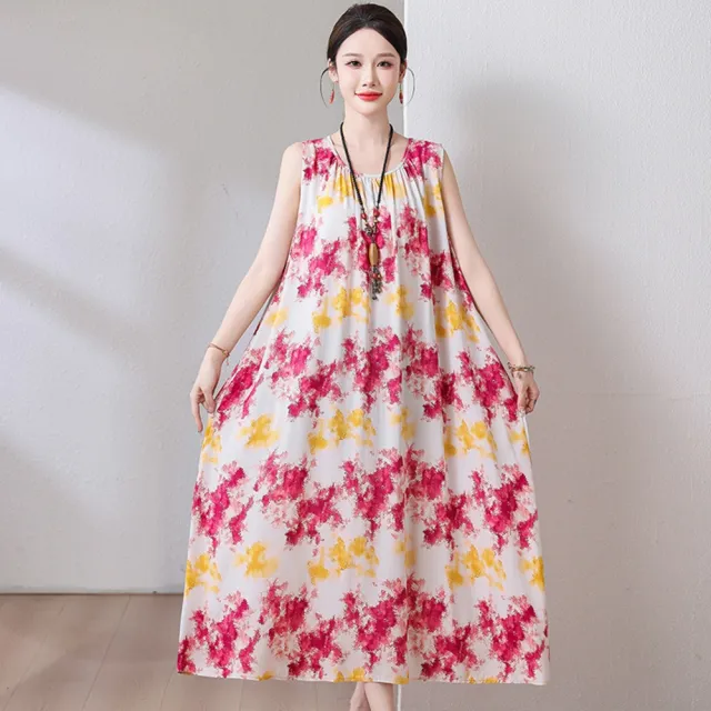 【巴黎精品】多款KC精品 連身洋裝印花連身裙長裙無袖A字裙子寬鬆顯瘦連衣裙大尺碼女裝(過膝吊帶k2bc35 A)