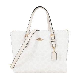 【COACH】MOLLIE 25 PVC提花手袋/斜背兩用托特包(雪白)