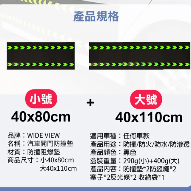 【WIDE VIEW】汽車磁吸車門防撞墊-大+小收納組合(DB-80110)