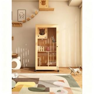 迦恩-實木貓別墅 60*60*120cm 家用大空間貓屋 視覺化寵物櫃 貓籠