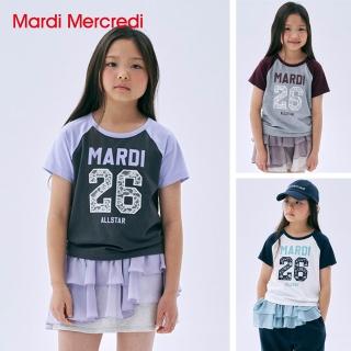 【MARDI MERCREDI】童裝 印花短TEE 蕾絲拼接 CROPPED TSHIRT RAGLAN NO.26 LACE