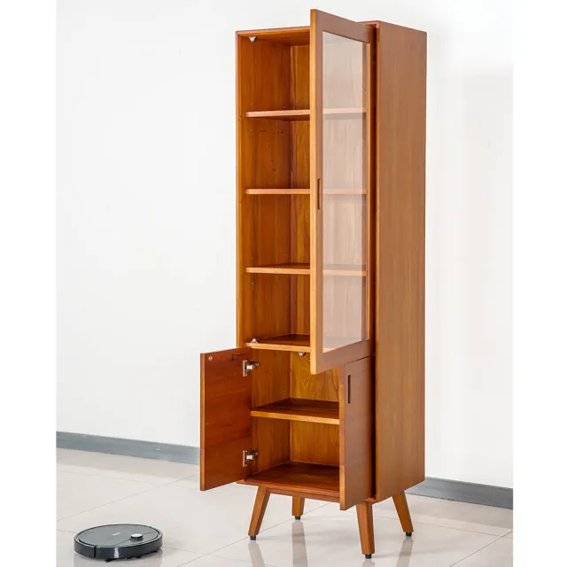 【Mahogany 瑪荷尼家具】免組裝 60X40X190 晨光60有門書櫃MYR-C  全原木桃花心木 書櫃M1-CB30-2.6M(KD/G2)
