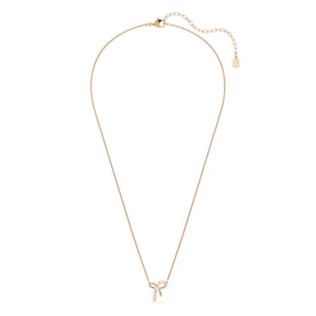 【SWAROVSKI 施華洛世奇】官方直營 Hyperbola 蝴蝶結鏈墜 鍍玫瑰金色 千金風天花板 | 5753329 新品