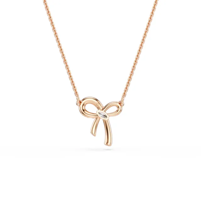 【SWAROVSKI 施華洛世奇】官方直營 Hyperbola 蝴蝶結鏈墜 鍍玫瑰金色 千金風天花板 | 5753329 新品