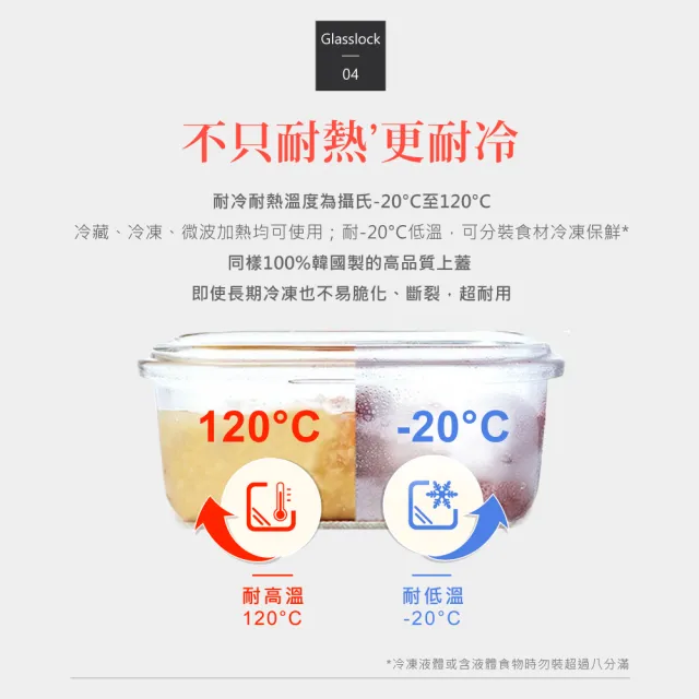 【Glasslock】氣孔式微波上蓋強化玻璃微波保鮮盒-長方形1100ml(氣孔蓋)