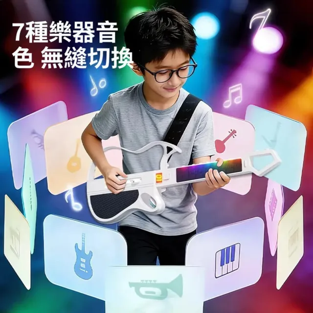 【Quality 聚家】智能無弦吉他 藍牙電子初學入門 多功能可折疊吉他 男女孩生日禮物（藍牙錄歌/數碼顯示屏）