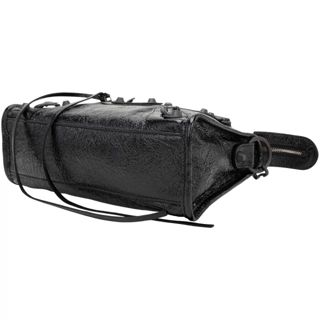 【Balenciaga 巴黎世家】Le City 迷你型 Arena揉製羊皮手提/斜背機車包(黑色)