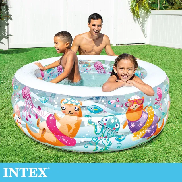 【INTEX】盒損全新福利品出清-海洋動物戲水游泳池152x56cm 360L 適用6歲+(58480NP)