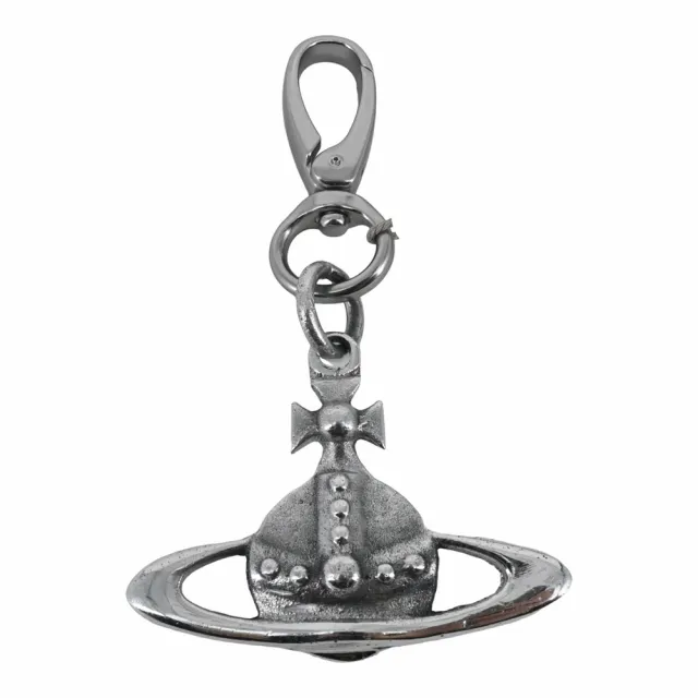 【Vivienne Westwood】復古手工雕刻 3D 立體土星金屬鑰匙圈 (復古銀)