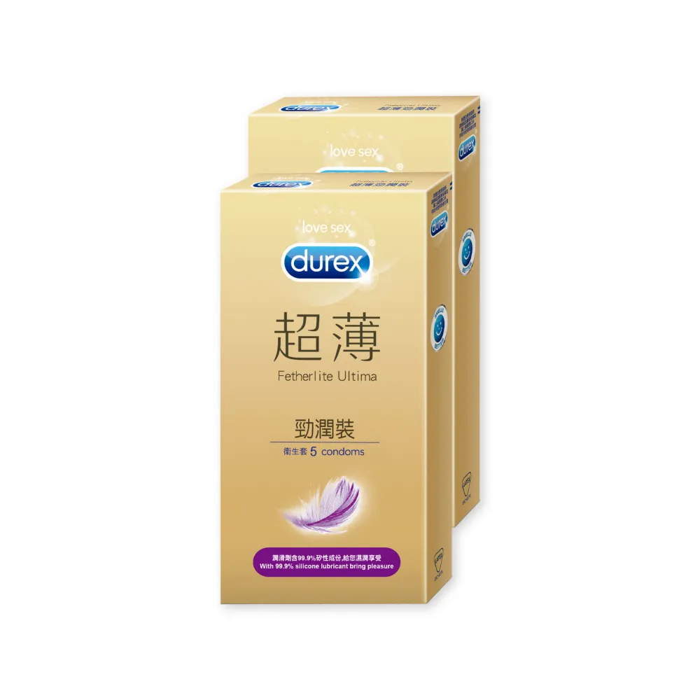 【Durex 杜蕾斯】超薄勁潤裝保險套5入x2(共10入-避孕套/衛生套/經典薄潤系列)