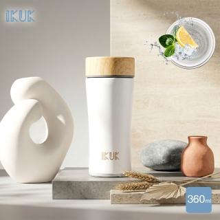 【IKUK 艾可】真陶瓷保溫杯-木簡約旋蓋陶瓷杯360ml(運動登山杯/環保隨行杯/口袋杯/陶瓷保溫瓶/咖啡保溫杯)