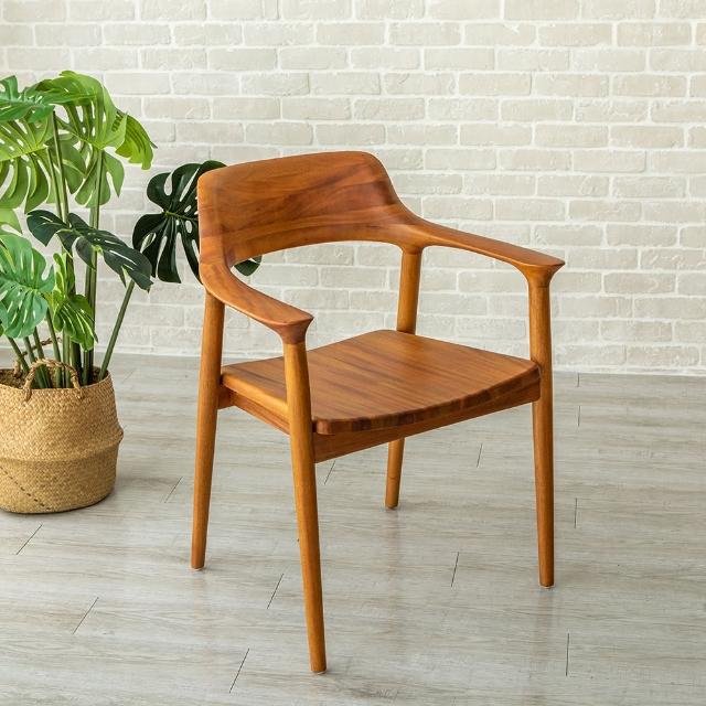 【Mahogany 瑪荷尼家具】免組裝  64X55X80  誠品米蘭扶手餐椅MYR-C   全原木桃花心木 扶手餐椅    M1-DR61