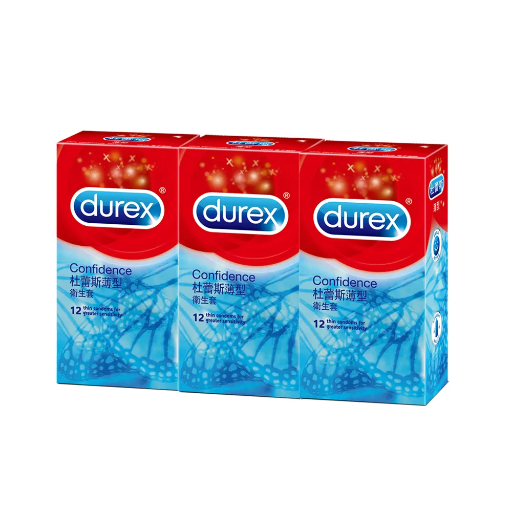 【Durex 杜蕾斯】薄型保險套12入x3(共36入-避孕套/衛生套/經典薄潤系列)
