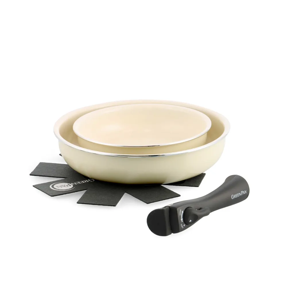 【GreenPan】鑽石陶瓷塗層不沾鍋 ClickChef 奶油白(四件組/不挑爐具/不沾鍋/陶瓷/洗碗機適用)