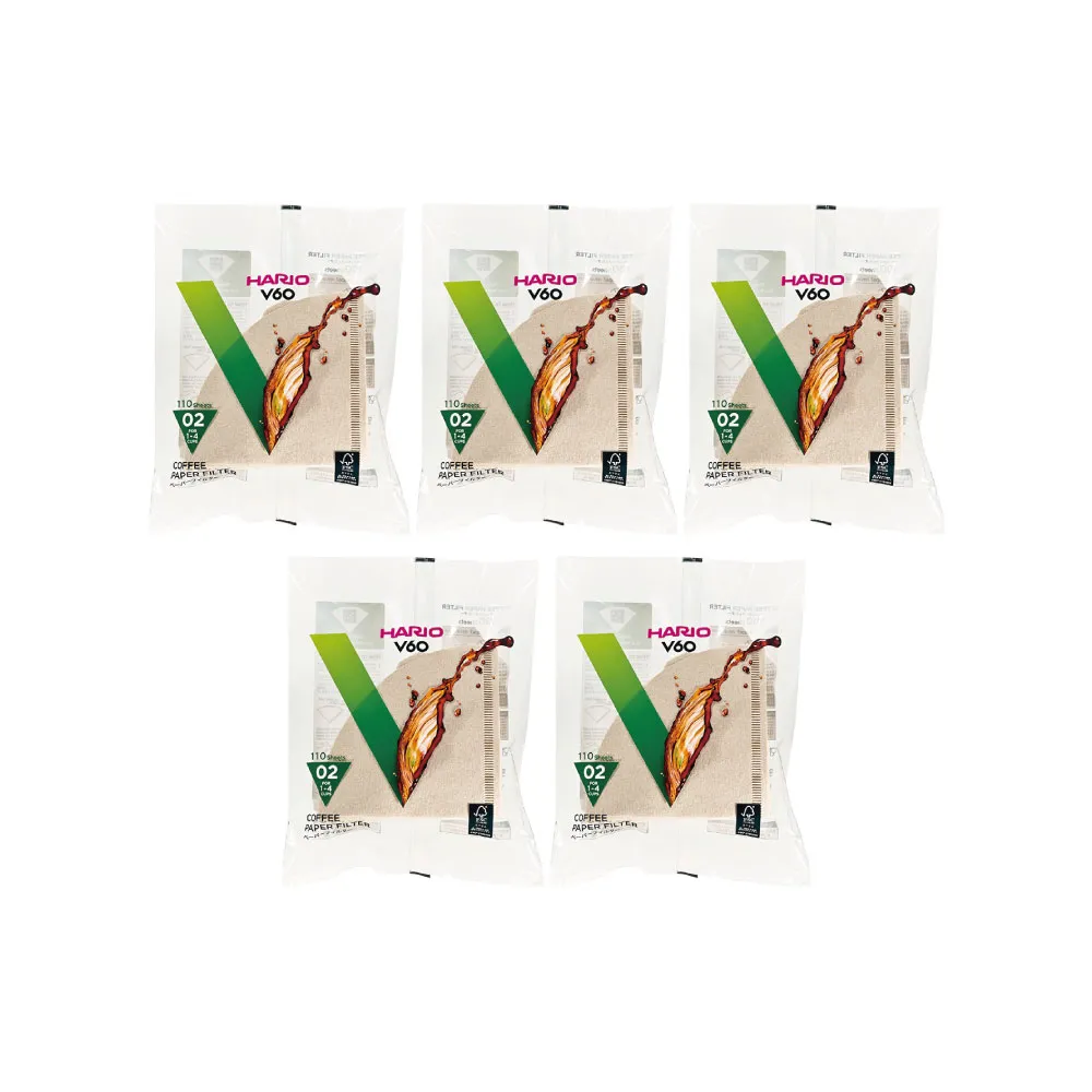 【HARIO】V60 無漂白濾紙1~4杯 110入x5包(VCF-02-110M)