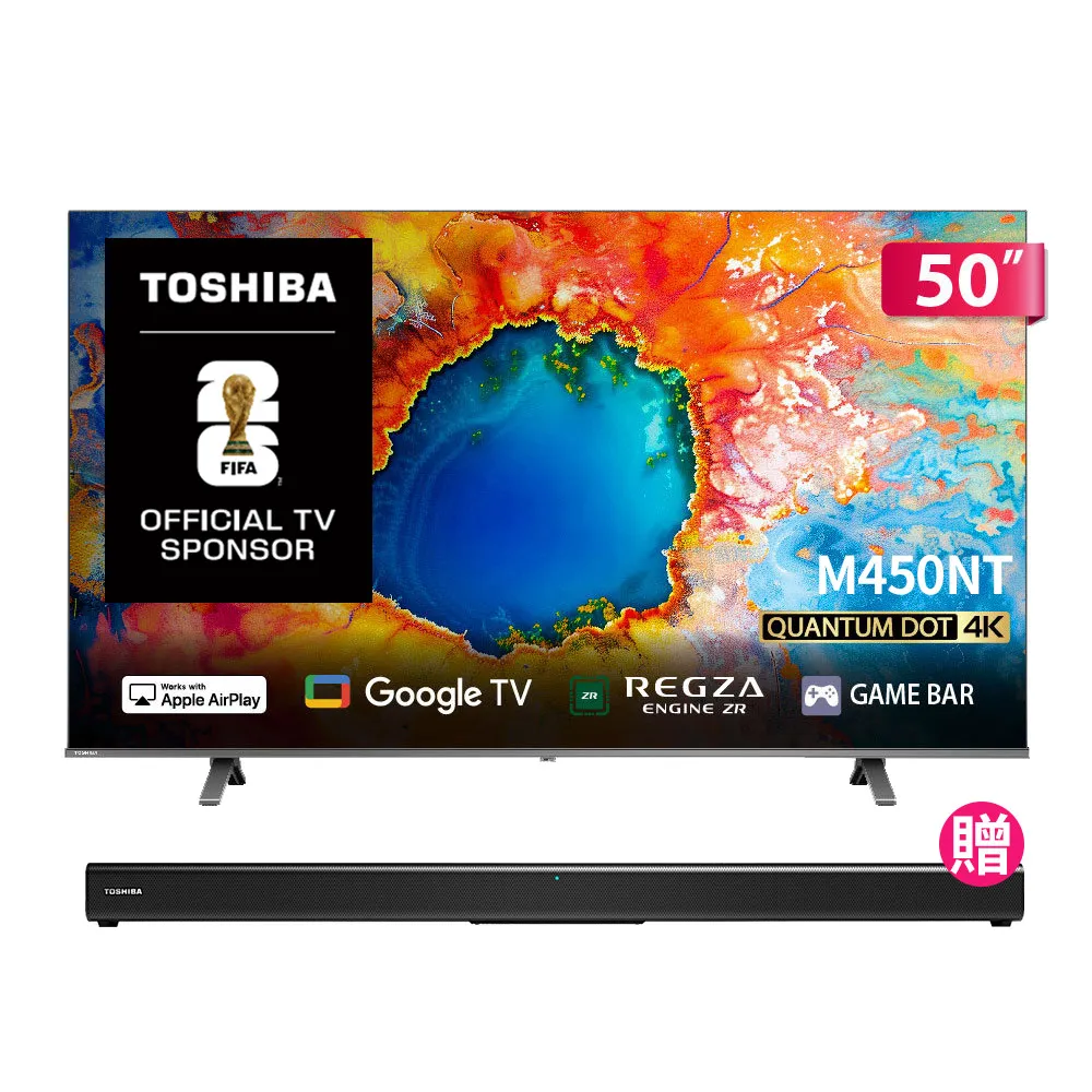 TOSHIBA 東芝】家電快配☆REGZA 50型4K QLED AirPlay2 Google TV液晶